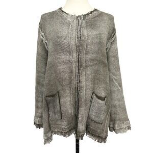 AVANT TOI foil-print cardigan blazer Textured knit Grey Linen Italian XL